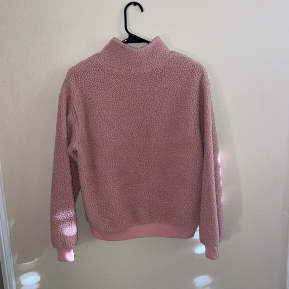 H&M Maybe Baby pink fluffy jacket y2k quarter zip long sleeve collar girly coat - Picture 10 of 11